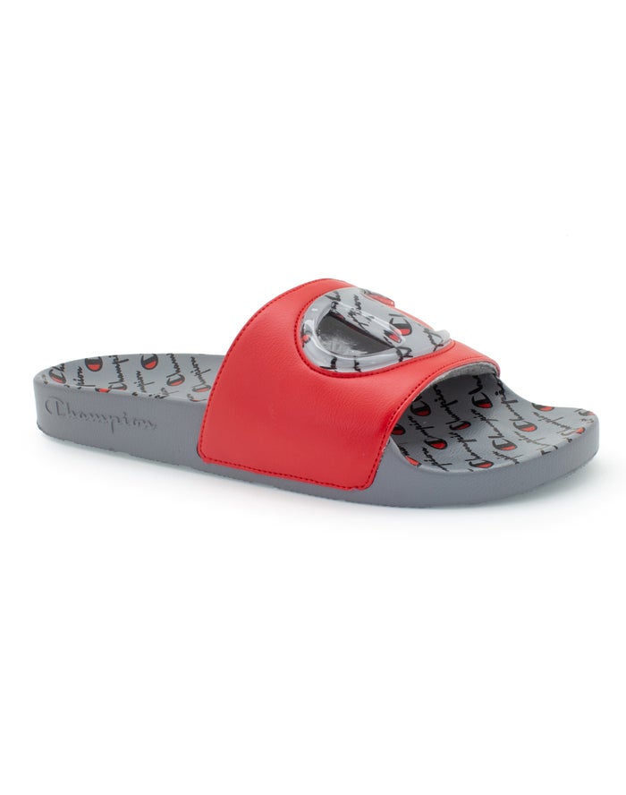 Champion Mens Slides NZ - Ipo Jellie Grey/Red ( 7324-ZYBDU )